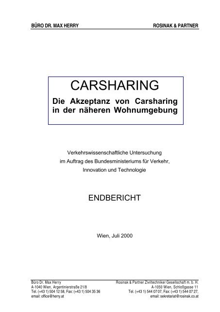 CARSHARING - Bundesministerium für Verkehr, Innovation und ...