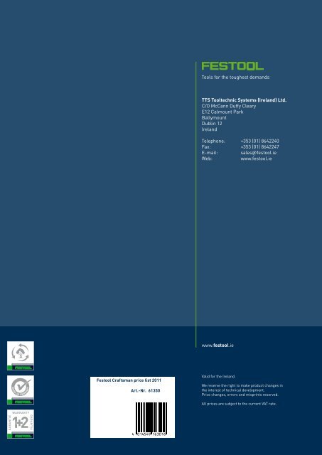 Price List 2011 - Festool Ireland