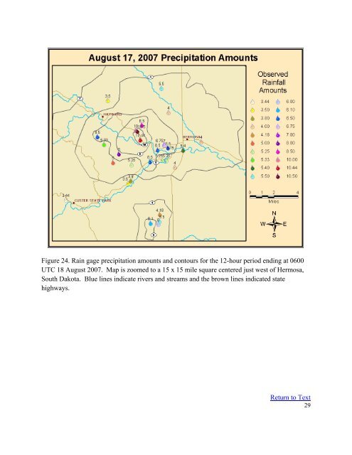Rainfall Totals from the Hermosa Flash Flood of 17 August 2007