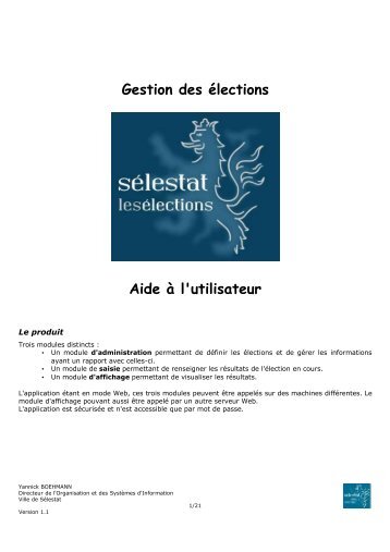 Gestion des Ã©lections Aide Ã  l'utilisateur - Ville de SÃ©lestat