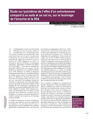 Etude sur lysimètres de l'effet d'un - Sciences Eaux & Territoires, la ...