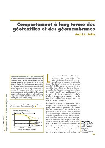 Comportement à long terme des géotextiles et des géomembranes