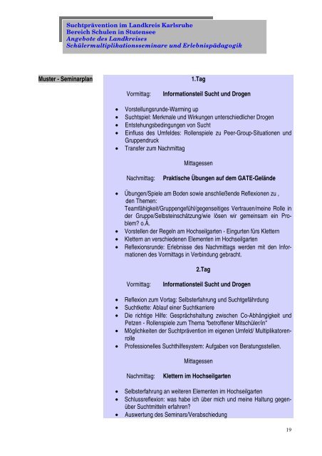 SuchtprÃ¤vention in Stutensee - Stadt Stutensee