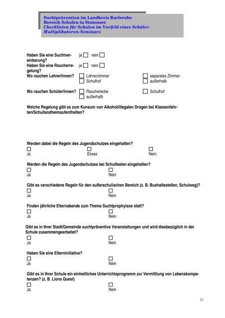 SuchtprÃ¤vention in Stutensee - Stadt Stutensee