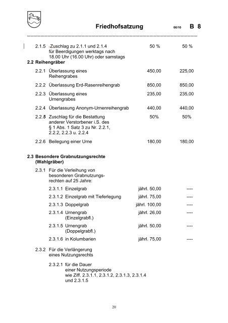 Friedhofsatzung B 8 Friedhofsatzung und ... - Stadt Stutensee