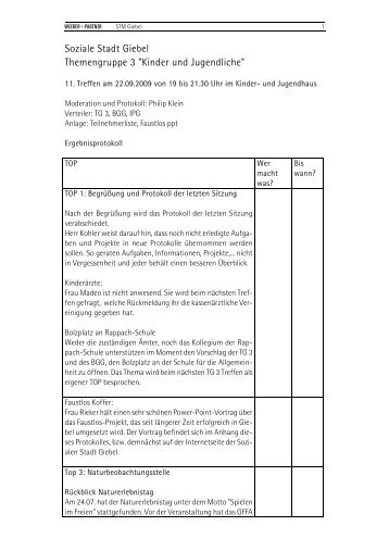 Protokoll des 11. Treffens am 22. September 2009 (PDF)