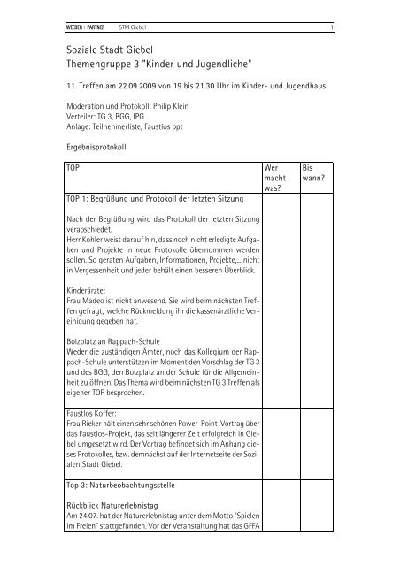 Protokoll des 11. Treffens am 22. September 2009 (PDF)