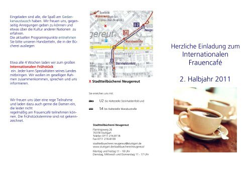 Frauencafe-Programm der Stadtteilbücherei Neugereut