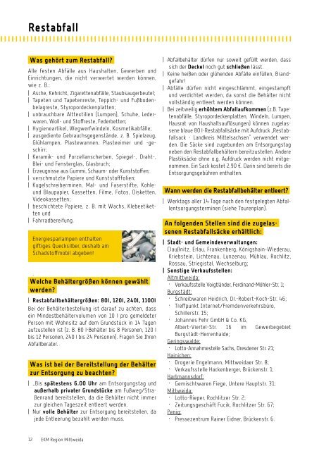 Abfallkalender 2012 - Hartmannsdorf