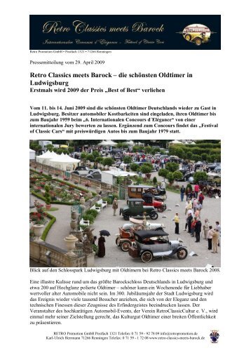 Retro Classics meets Barock – die schönsten Oldtimer in Ludwigsburg