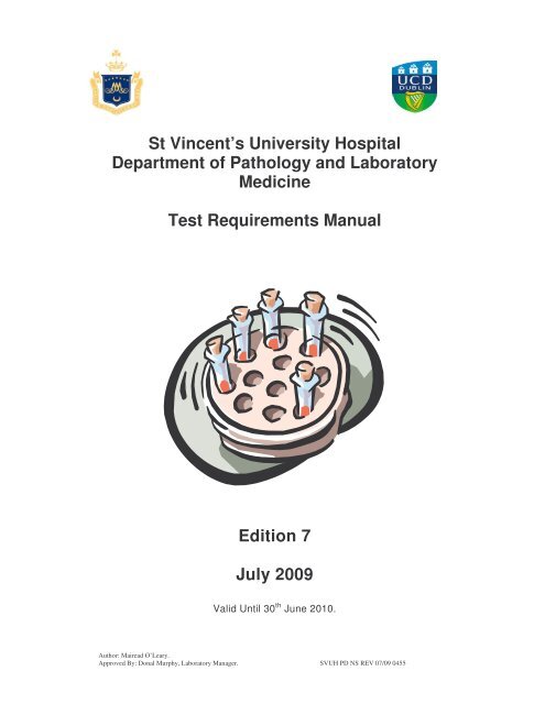 Cover Page Test Manual Ed 7 - St Vincent's University Hospital