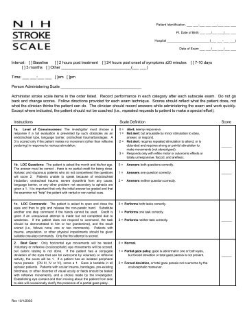 NIH Stroke Scale Booklet Printable NIH Stroke Scale Booklet Printable
