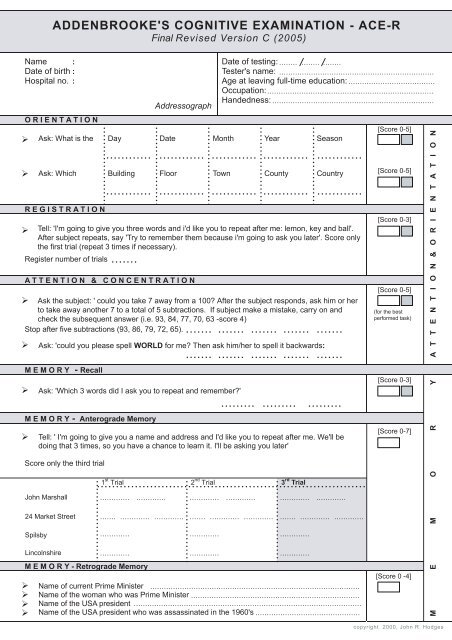 Addenbrooke's C Tool