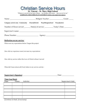 Christian service hours essay