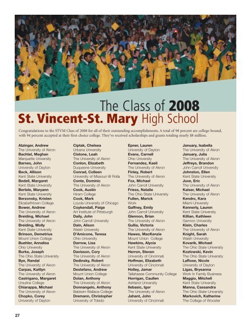 Alumni - St. Vincent-St. Mary High School