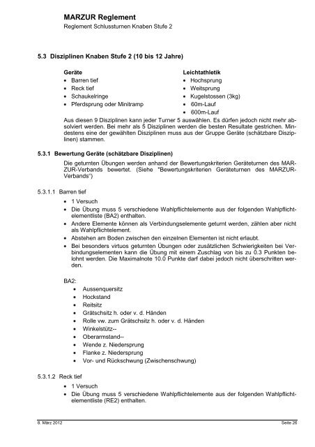 Reglement MARZUR Verband - STV Roggliswil