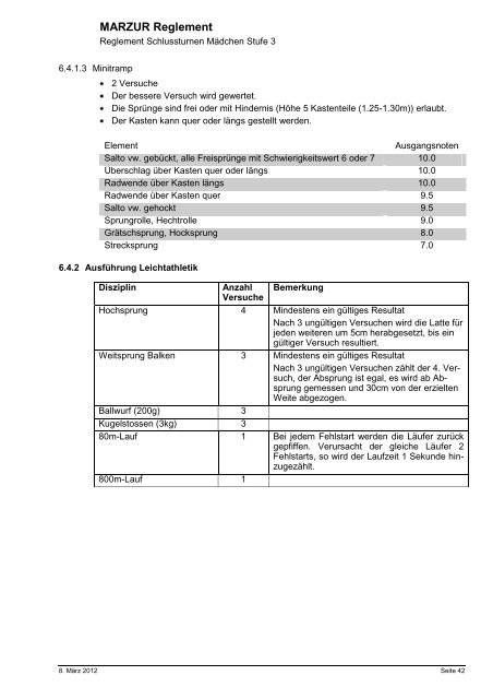 Reglement MARZUR Verband - STV Roggliswil