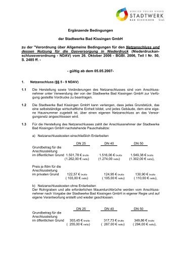 ErgÃ¤nzende Bedingungen der Stadtwerke Bad Kissingen GmbH zu ...