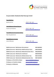 Ansprechstellen Stadtwerke Bad Kissingen GmbH