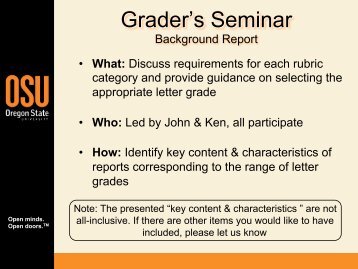 Grading Criteria for Background Reports - Classes