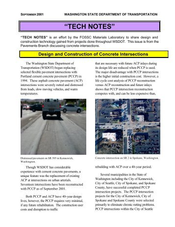 WSDOT Rigid Pavement Intersection Tech Note - Classes