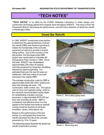 WSDOT Dowel Bar Retrofit Tech Note - Classes