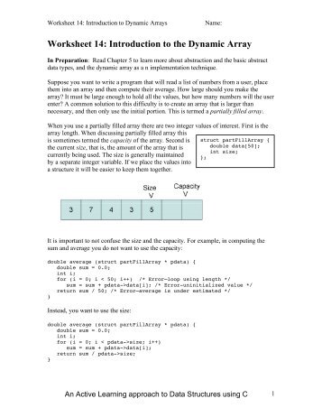 Worksheet 14: Introduction to the Dynamic Array - Classes