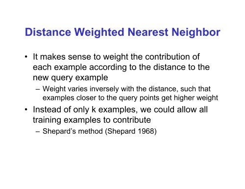 The Nearest Neighbor Algorithm - Classes