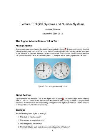 Lecture 1: Digital Systems and Number Systems - Classes