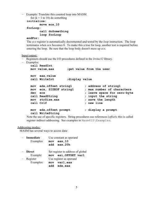 Guide to MASM Programming - Classes