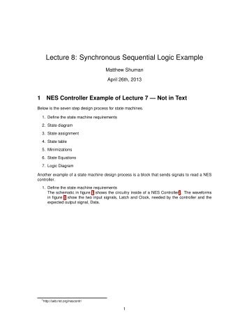 Lecture 8: Synchronous Sequential Logic Example - Classes