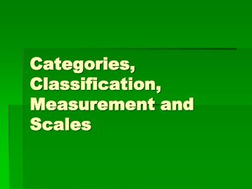 Categories, Classification, Measurement and Scales