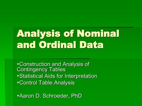 Analysis of Nominal and Ordinal Data (pdf)
