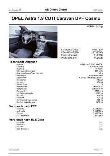 OPEL Astra 1.9 CDTI Caravan DPF Cosmo - Autohaus AE-Dittert in ...