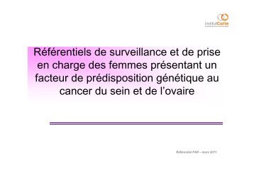 RÃ©fÃ©rentiel de surveillance et de prise en charge ... - Cancers du Sein