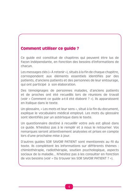 Guide Douleur et Cancer - Institut National Du Cancer