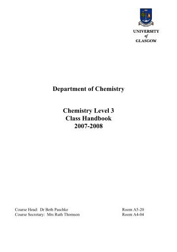 chem3 handbook 07-08 1st Sept 2007 - University of Glasgow