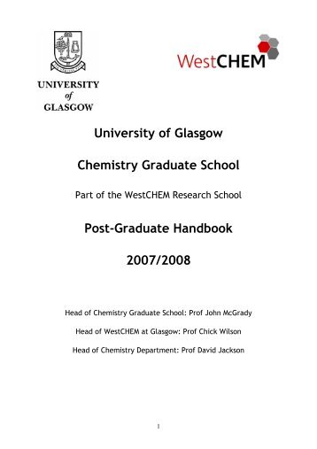 University of Glasgow Chemistry Graduate School Post-Graduate ...