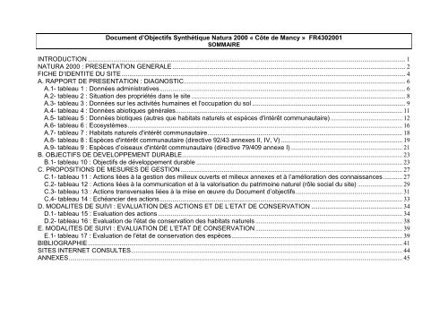 Document d'objectifs - DREAL Franche-Comté