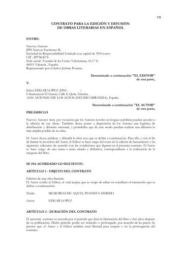 contrato para la ediciÃ³n y difusiÃ³n de obras literarias ... - Tu patrocinio