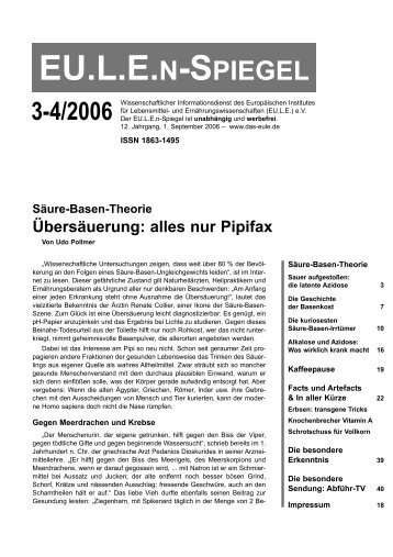 Säure-Basen-Theorie Übersäuerung: alles nur Pipifax