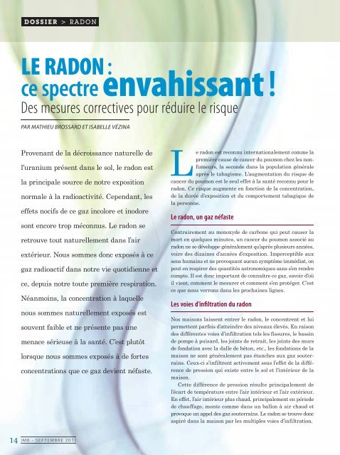 Revue IMB - septembre 2011 - CMMTQ