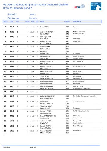 Draw for Rounds 1 and 2 US Open Championship ... - European Tour