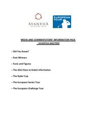 MEDIA AND COMMENTATORS' INFORMATION ... - European Tour