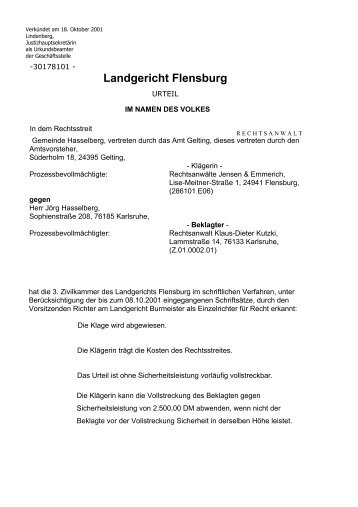 Landgericht Flensburg - Hasselberg