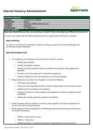 Internal Vacancy Advertisement - Sparrows