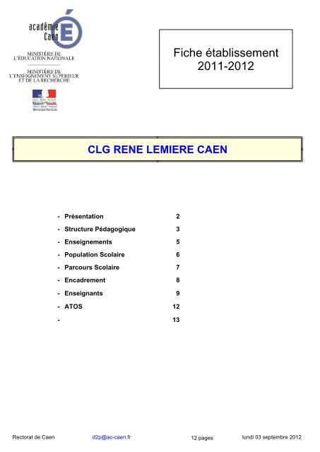 clg rene lemiere (0140028e) - AcadÃ©mie de caen