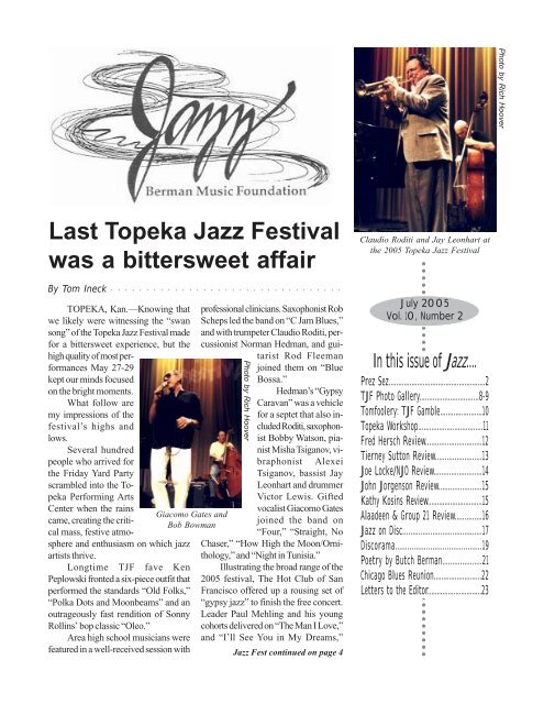 Last Topeka Jazz Festival - Berman Music Foundation