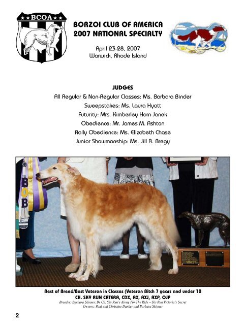 2007 National Supplement - Borzoi Club of America