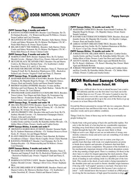 2008 National Supplement - Borzoi Club of America